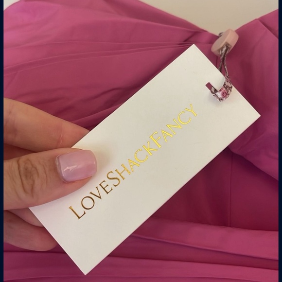 LoveShackFancy Rose Pink Ruched Cocktail Dress - Picture 2 of 5